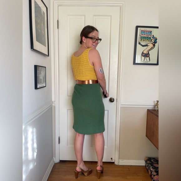 50s Vintage Jantzen Green Knit Skirt - Picture 2 of 10